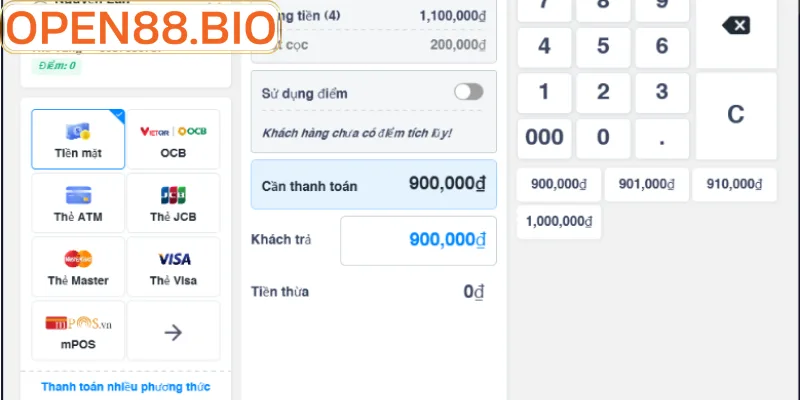 Giao diện trang nạp tiền trực tuyến an toàn